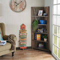 Rustic Reclaimed Oak 5-Shelf Corner Bookcase X7877