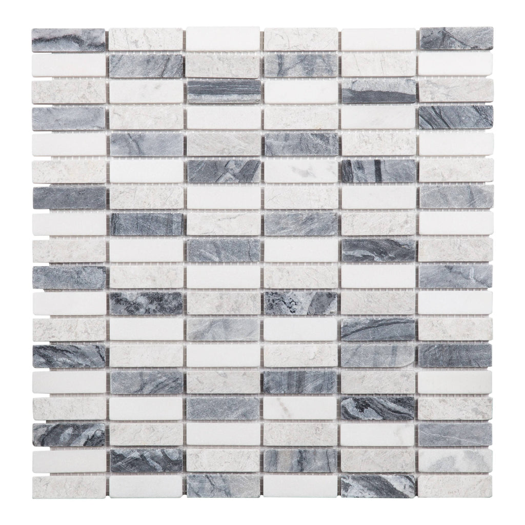 Beige Grey White Mosaic Subway Tile W6346