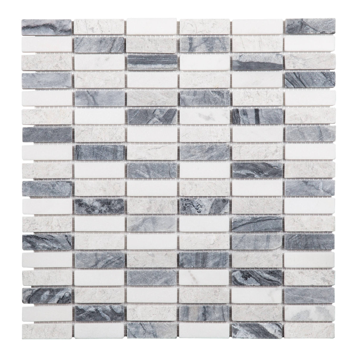 Beige Grey White Mosaic Subway Tile W6346