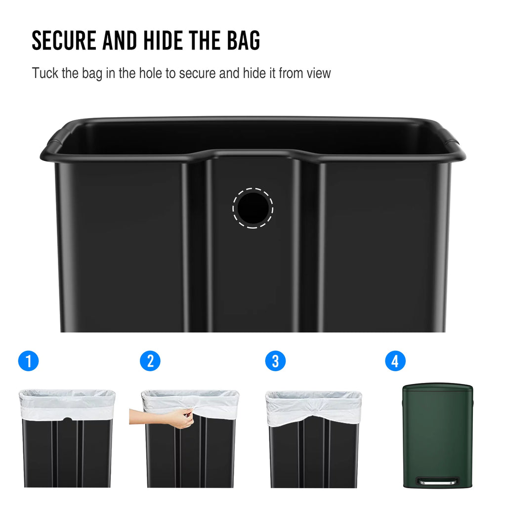 13 Gallon 50L Stainless Steel Trash Can with Lid Q6898