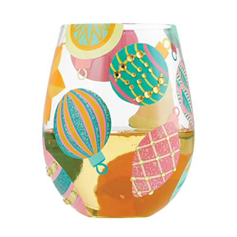 Hand Painted Stemless Wine Glass G755