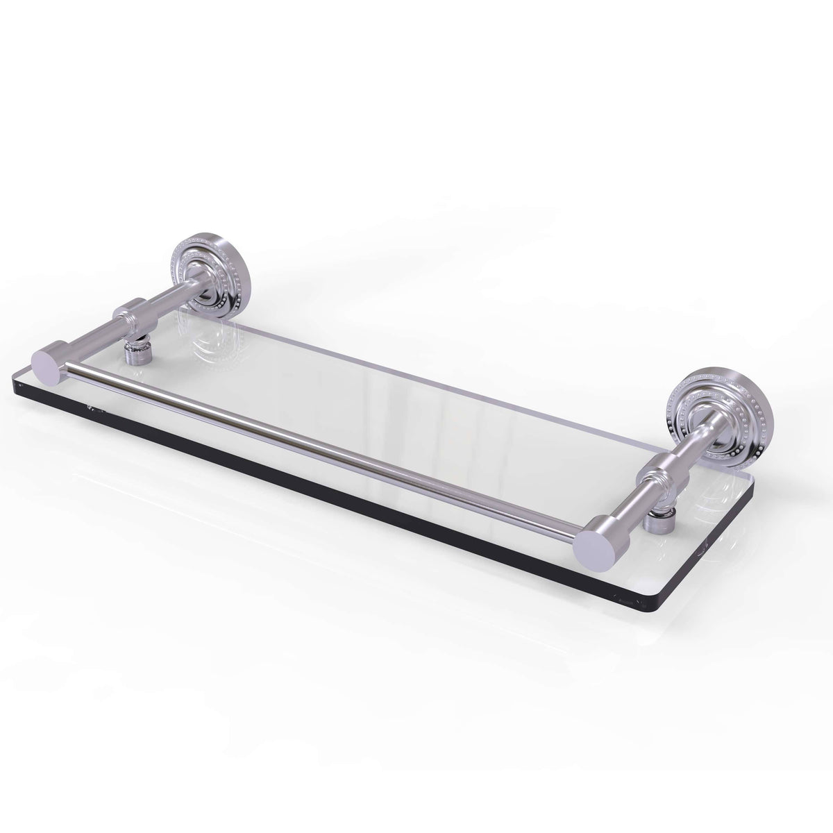 Satin Chrome Glass Shelf with Gallery Rail 16 inch F2392