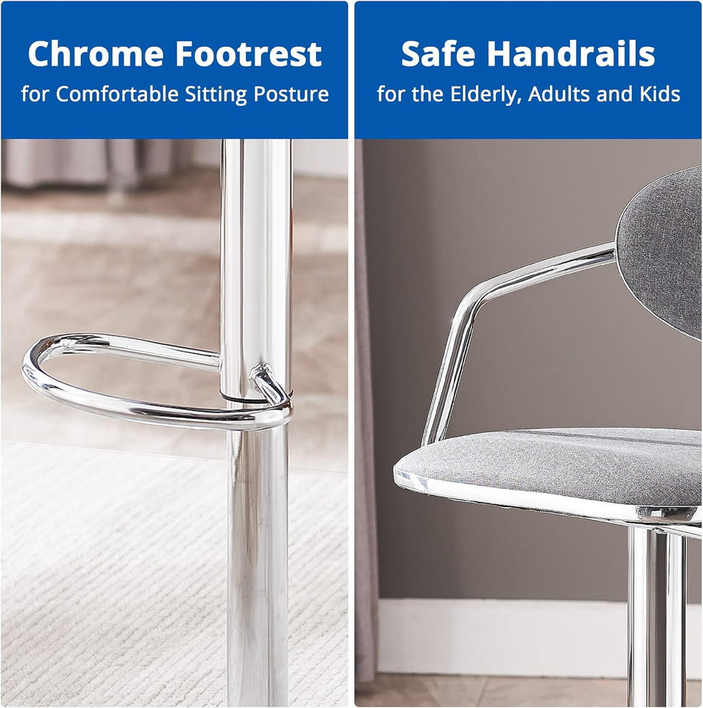Grey Fabric Metal Swivel Bar Stools Set of 2 Z728