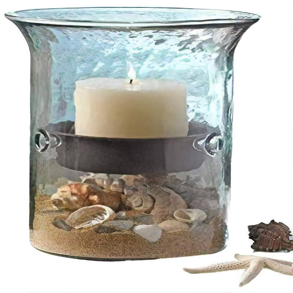Glass Hurricane Candle Holder with Metal Insert H832622