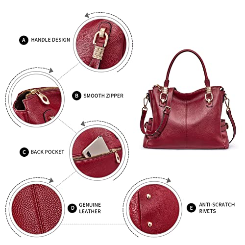 Soft Genuine Leather Satchel Tote Shoulder Bag P4588