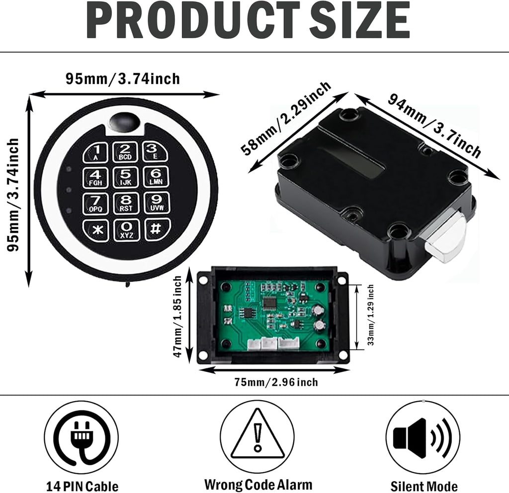 Chrome Electronic Digital Keypad Safe Lock N127