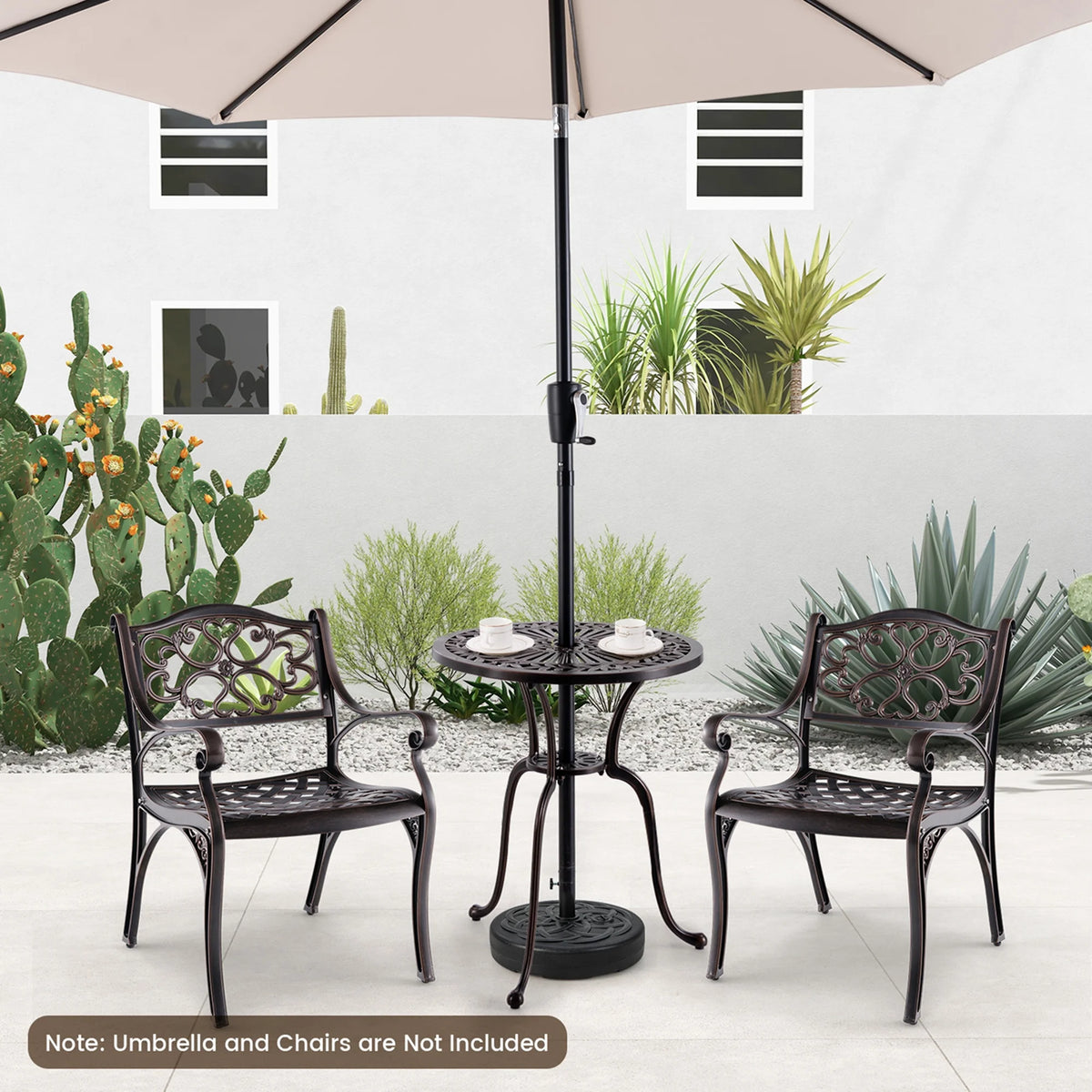 24 Round Cast Aluminum Patio Bistro Table with Umbrella Hole Z7350