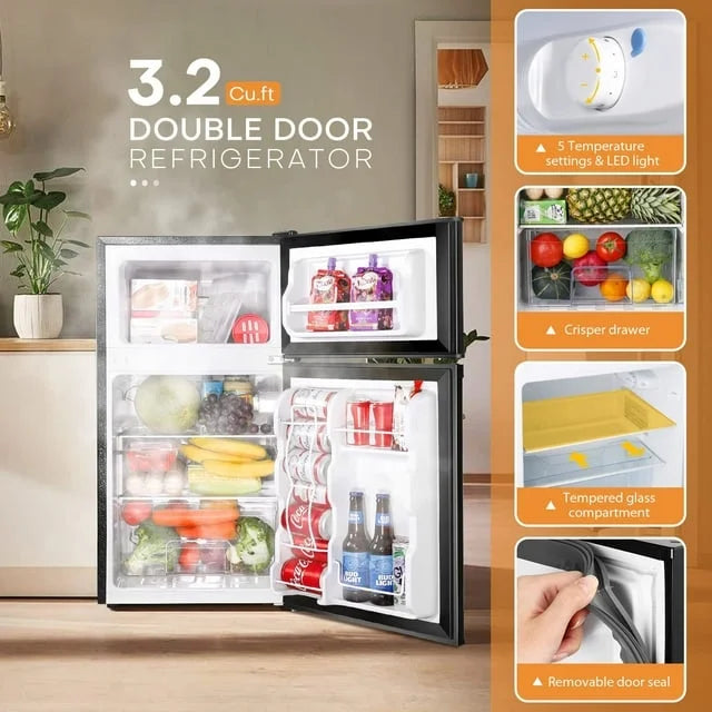 3.2 Cu.ft Double Door Mini Fridge with Freezer D3939