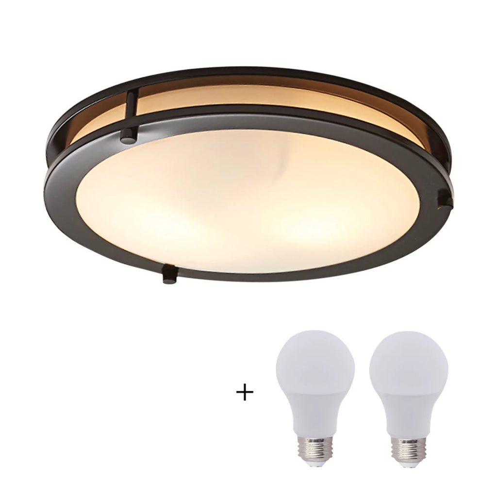 12" Bronze Flushmount Ceiling Light with Glass Shade U901