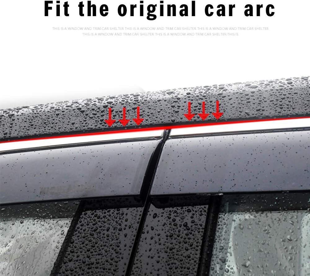 4Pcs Smoke Car Window Visors Rain Guard Tape-On Mount E20104