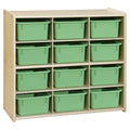 12 Cubby Storage with Lime Green Trays B55830