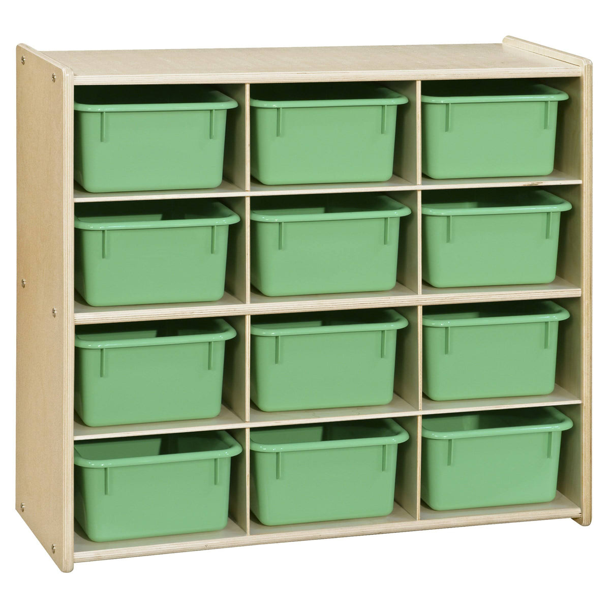 12 Cubby Storage with Lime Green Trays B55830