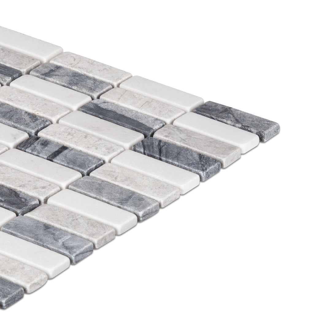 Beige Grey White Mosaic Subway Tile W6346