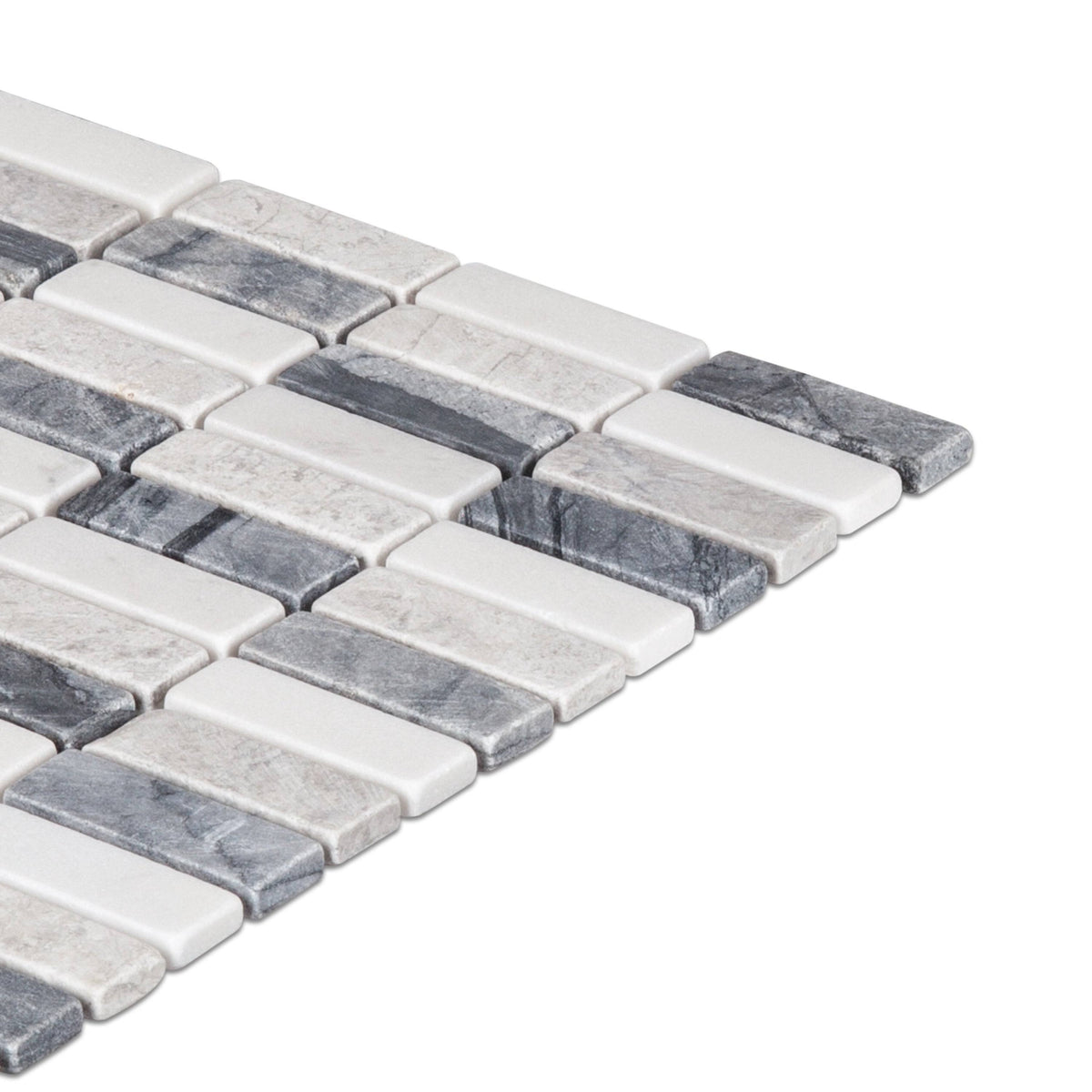 Beige Grey White Mosaic Subway Tile W6346