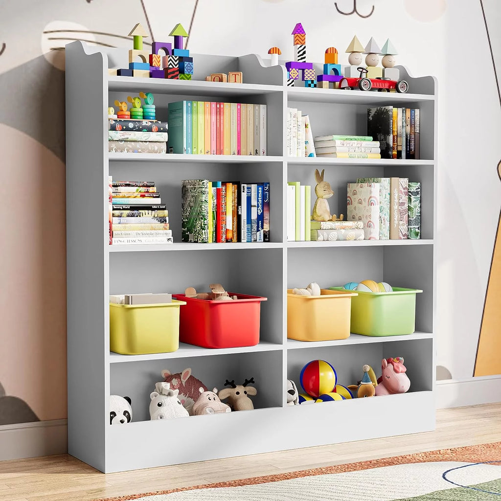 5 Tier White Wooden Kids Bookshelf Y65919