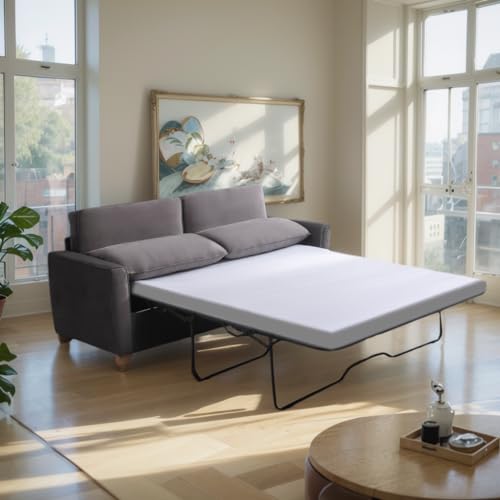 Queen Size Velvet Pull Out Sofa Bed with Foam Mattress O7754