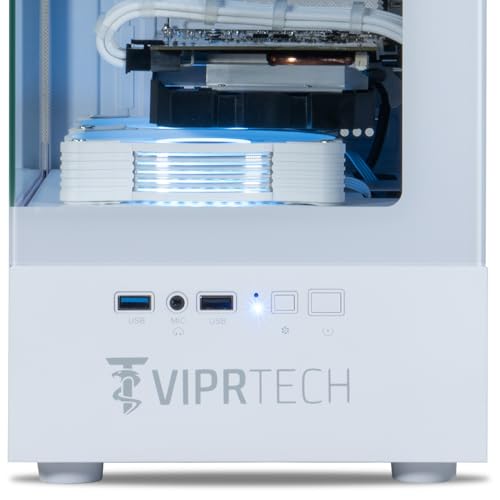 White Liquid-Cooled Gaming Desktop Computer, AMD Ryzen 7, RTX 4060 8GB, 32GB DDR4, 1TB NVMe SSD K25927
