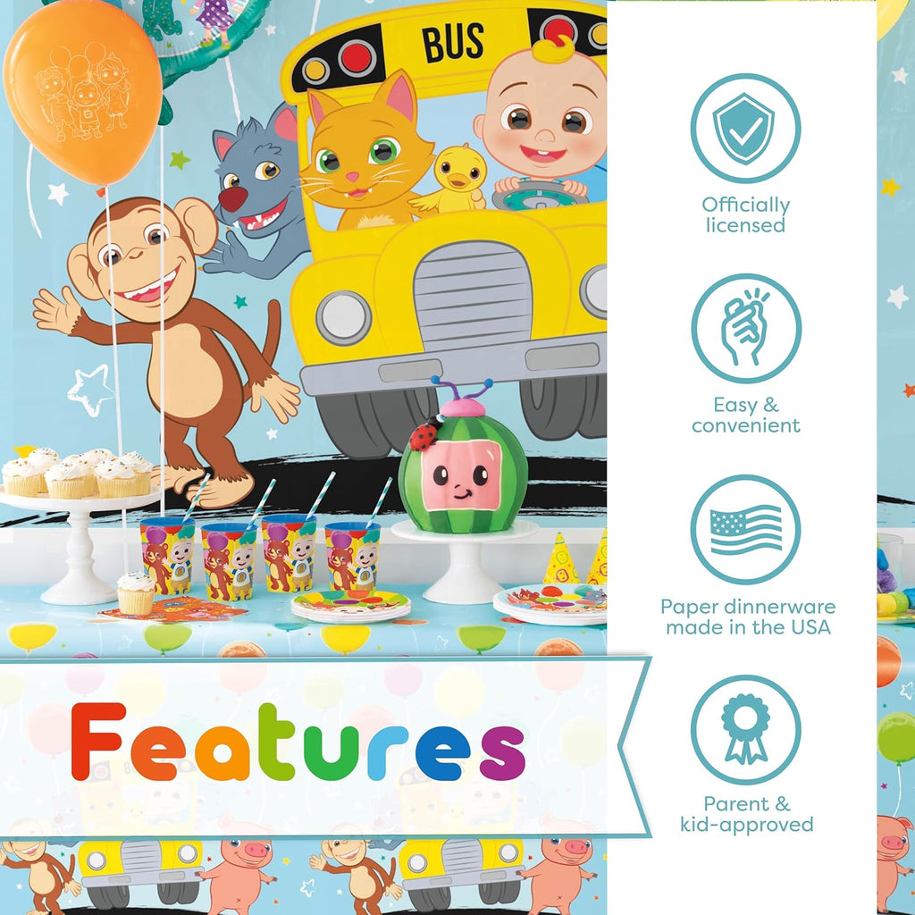 Party Supplies Set Serves 16 Guests with Banner, Table Cover, Plates, Napkins, Cups and Sticker E51935