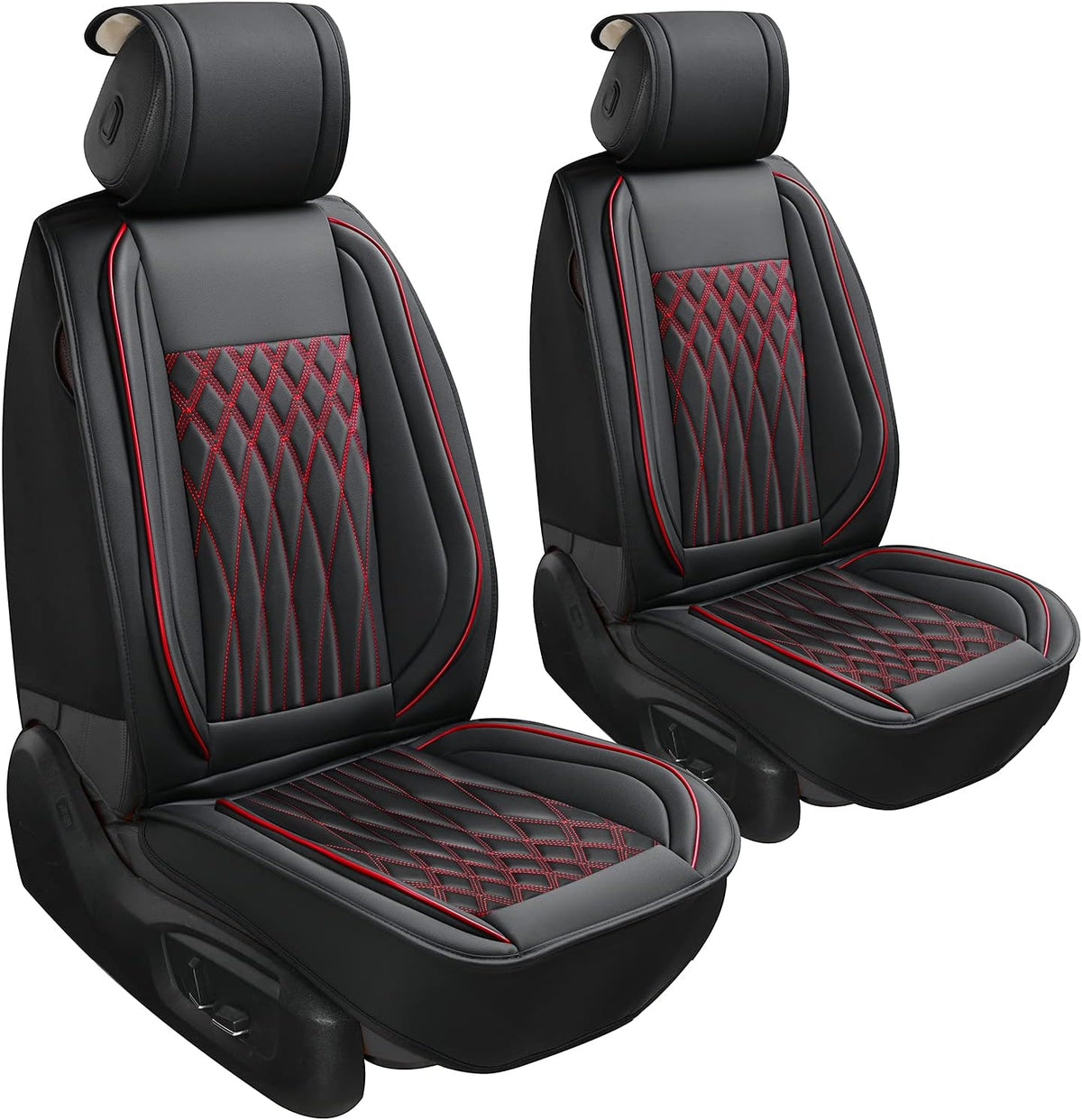 Black+Gray Leather Car Seat Cover 1 Pair R431