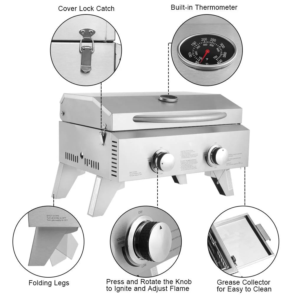 Portable Two-Burner Propane Gas Grill C898048