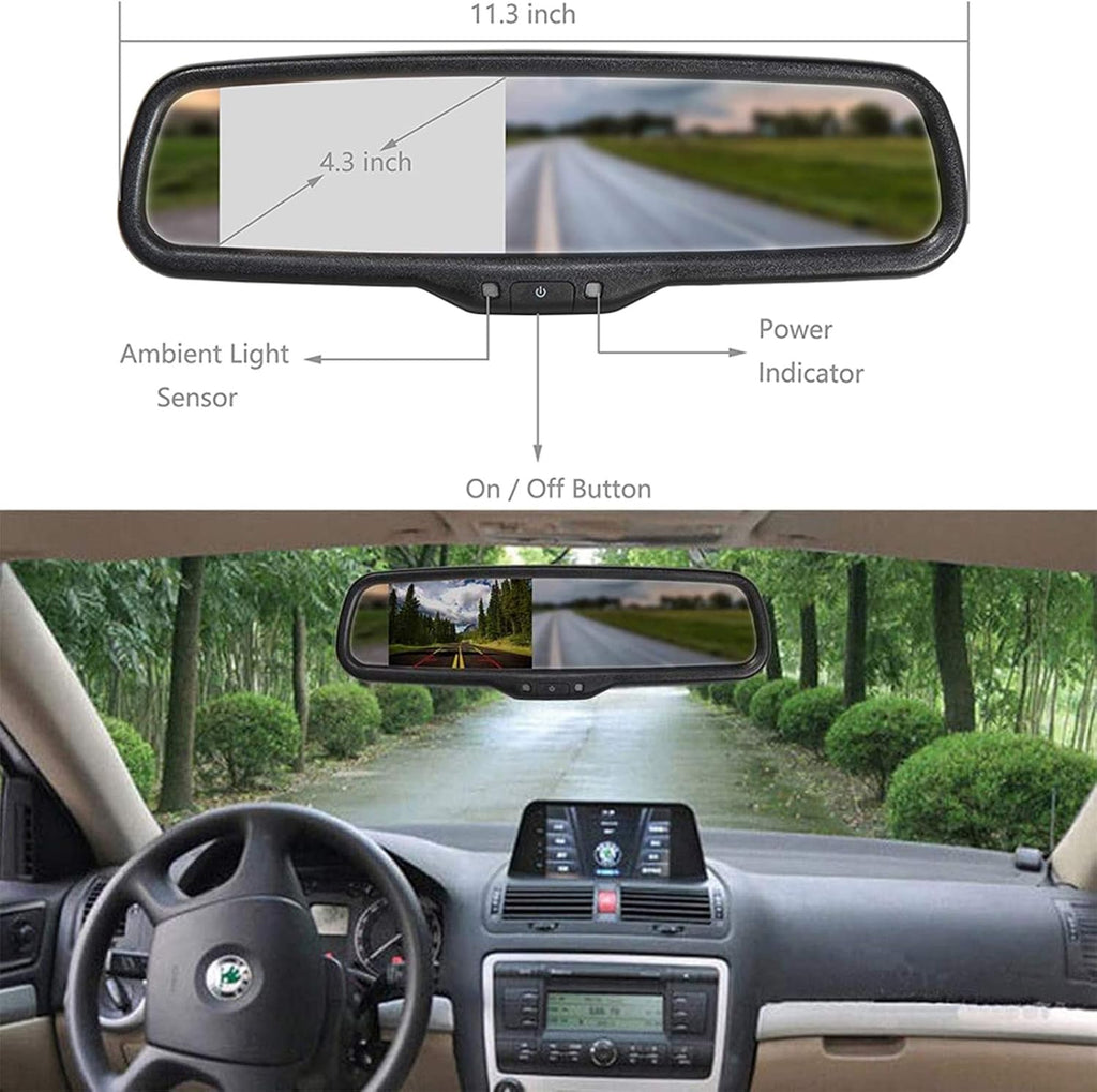 Tailgate Handle Backup Reverse Camera with 4.3 inch Rear View Mirror Monitor Kit R46980