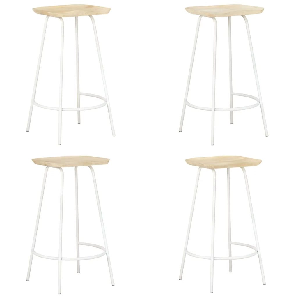 4 Piece Mango Wood Bar Stools with Footrest A253996