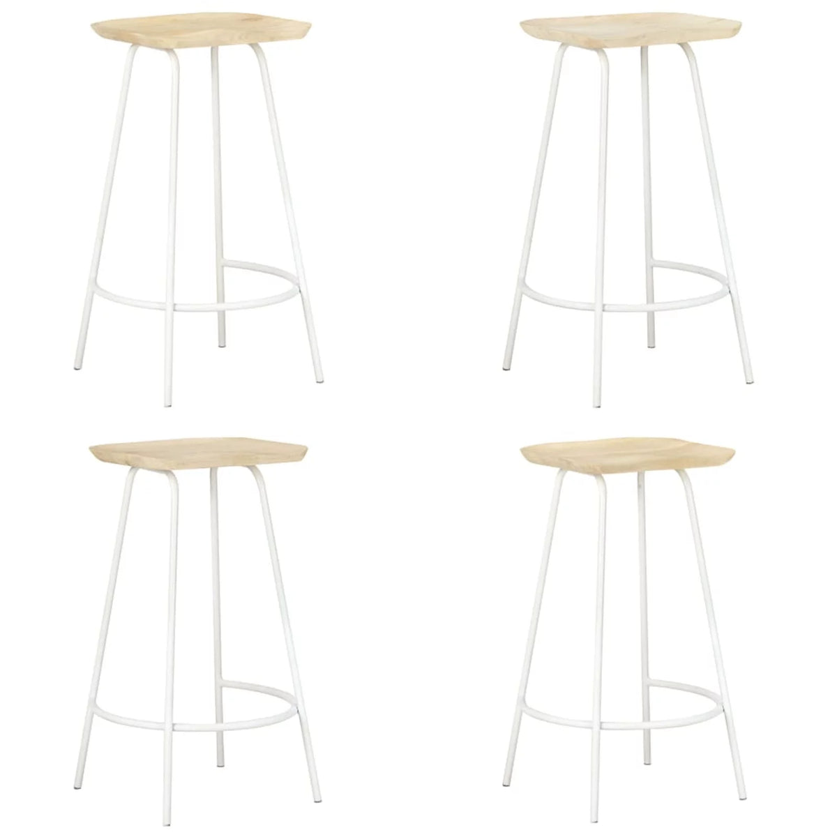 4 Piece Mango Wood Bar Stools with Footrest A253996