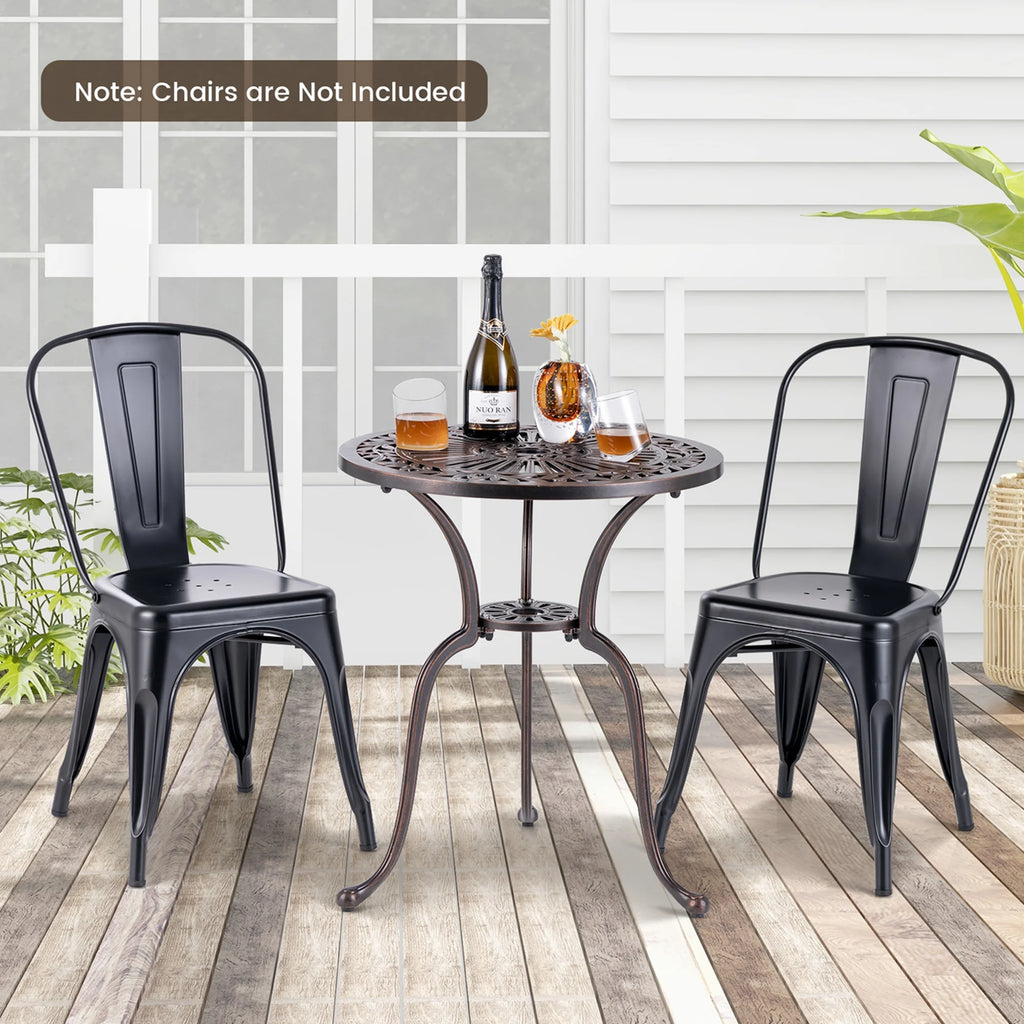 24 Round Cast Aluminum Patio Bistro Table with Umbrella Hole Z7350