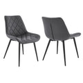 Gray Black Faux Leather Dining Chair Set of 2 D942176