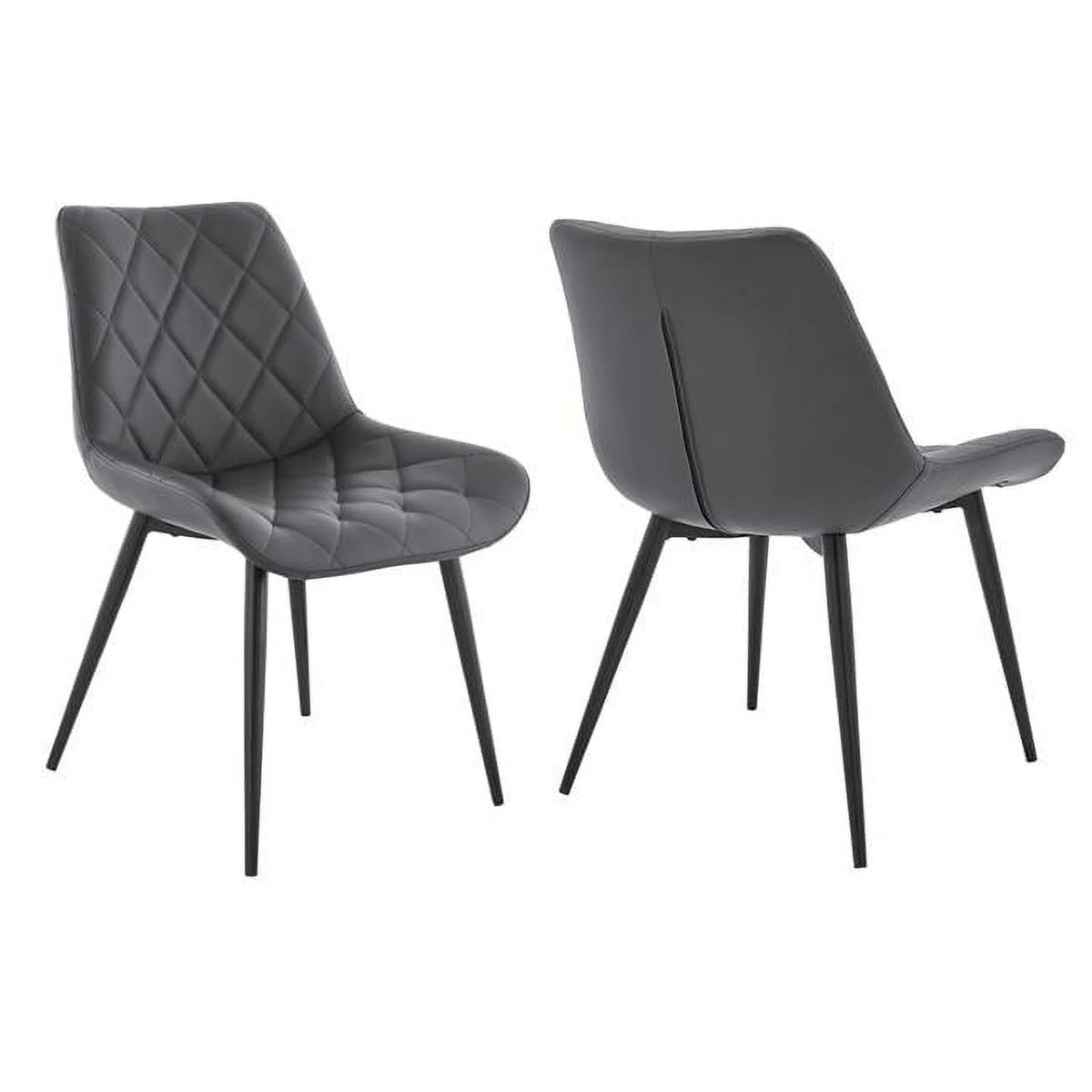 Gray Black Faux Leather Dining Chair Set of 2 D942176
