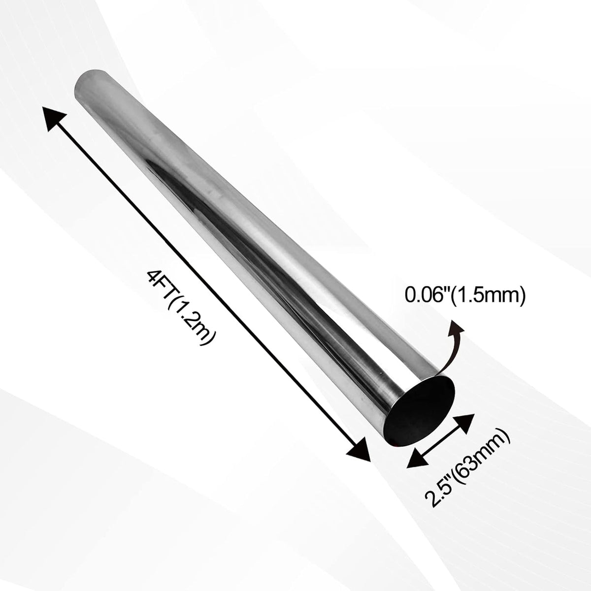 2.5'' OD T-304 Stainless Steel Exhaust Pipe Tubing 4ft. Long Pack of 2 K480