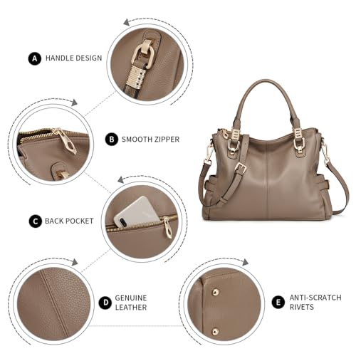 Soft Genuine Leather Satchel Tote Shoulder Bag P4588