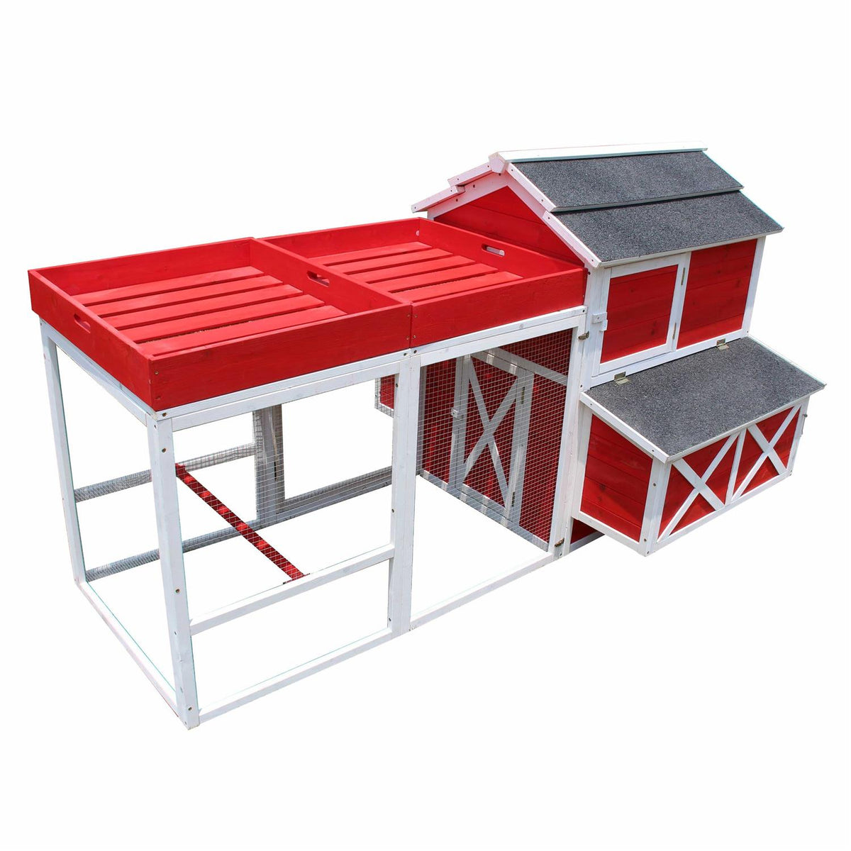 Red Barn Chicken Coop with Roof Top Planter T46889