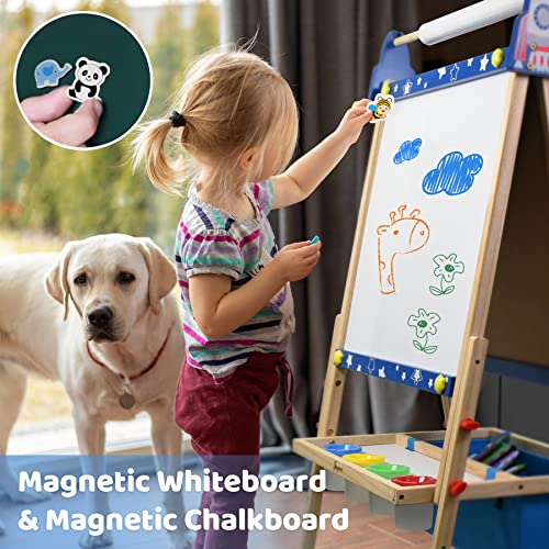Adjustable Wooden Kids Art Easel with Whiteboard & Chalkboard V49711