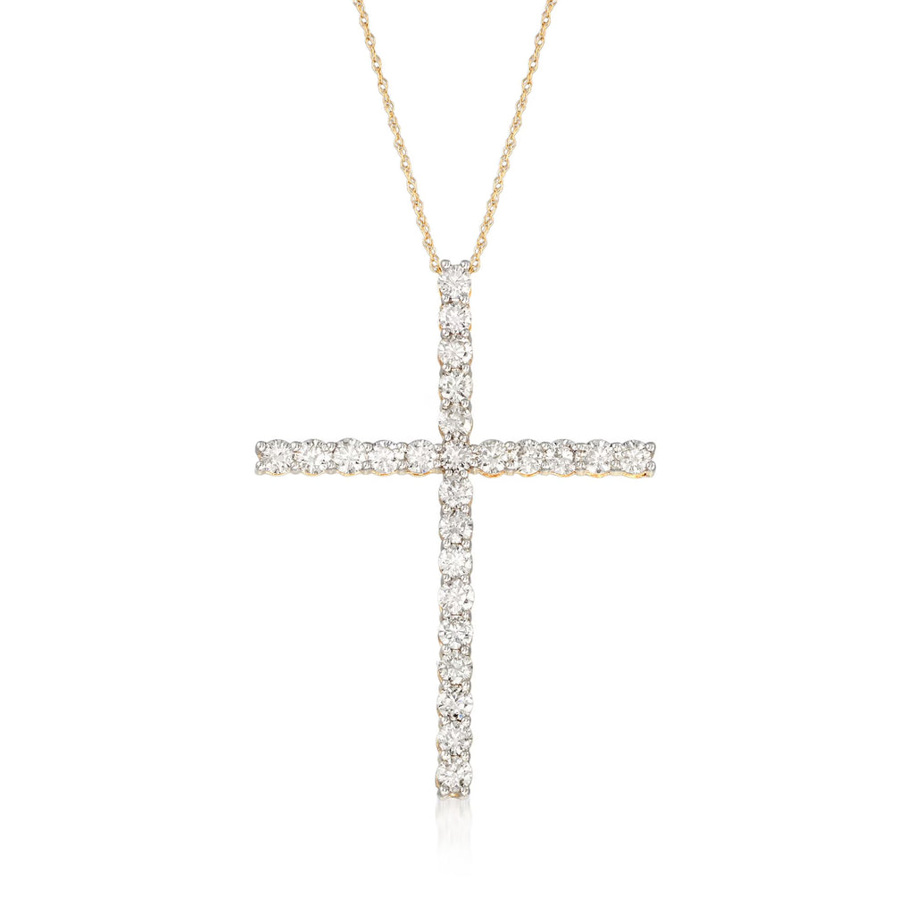 Diamond Cross Pendant Necklace in 14kt Yellow Gold N7105