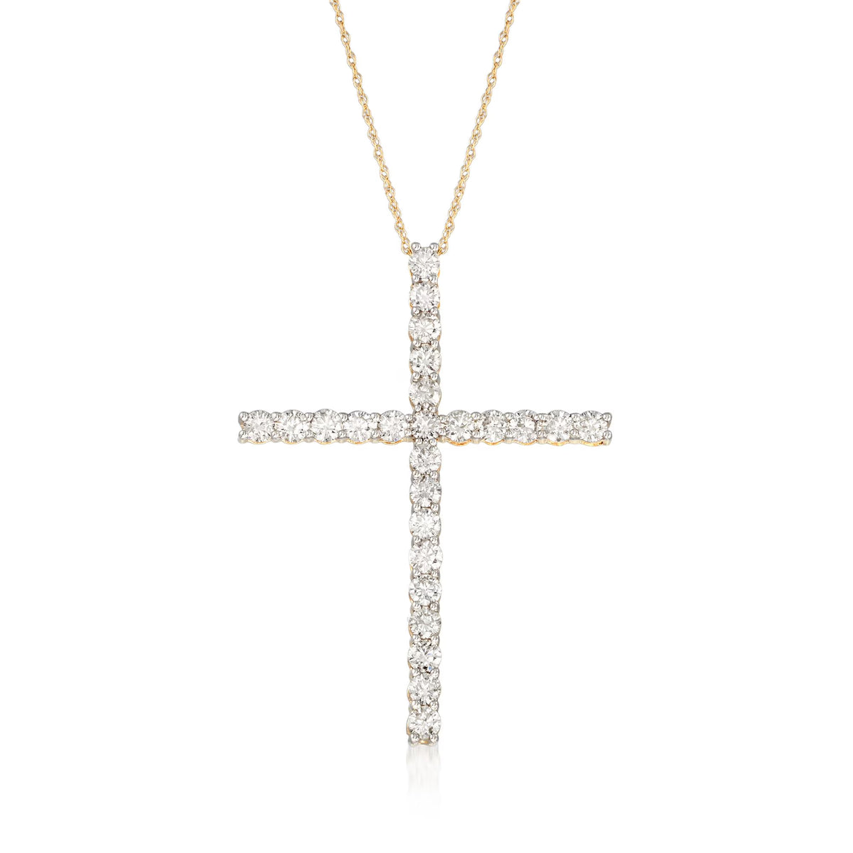 Diamond Cross Pendant Necklace in 14kt Yellow Gold N7105