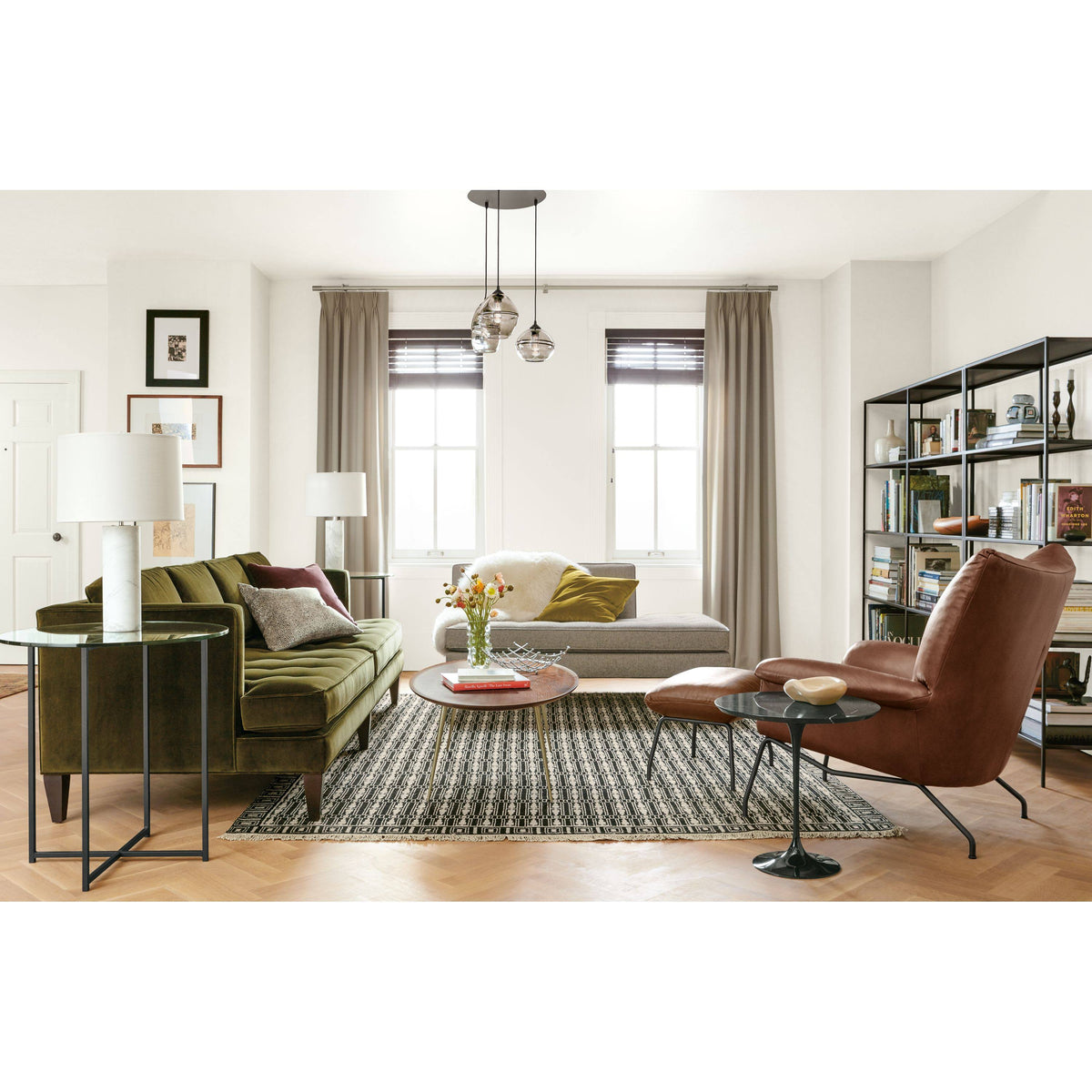 Modern Classic Round End Table with Recycled Natural Steel and Satin Etched Tempered Glass Top N132534