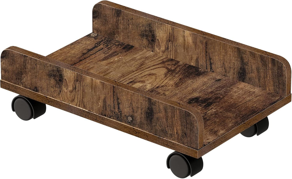 Rustic Brown CPU Stand Cart with 4 Caster Wheels Y9795