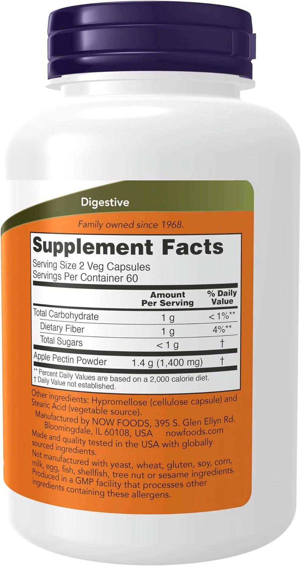 Apple Pectin 700 mg Dietary Fiber 120 Veg Capsules B95034