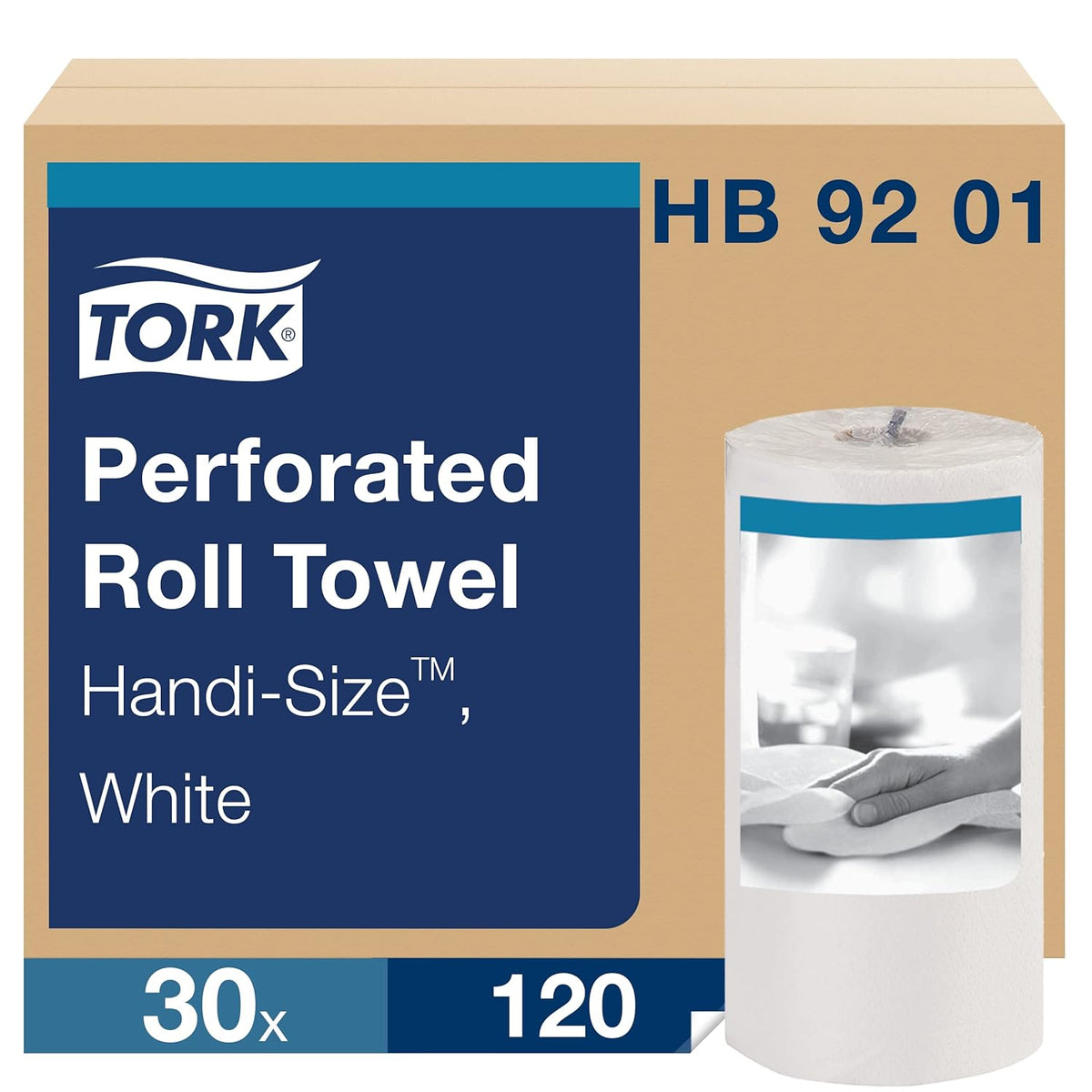 Perforated Paper Towel, White, 2-Ply, Case of 30 Rolls, 120 per Roll, 3,600 Towels Pack of 2 E35154