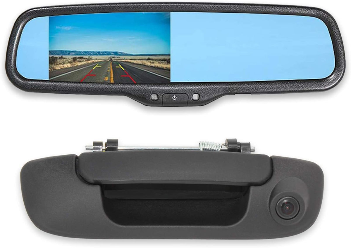 Tailgate Handle Backup Reverse Camera with 4.3 inch Rear View Mirror Monitor Kit R46980