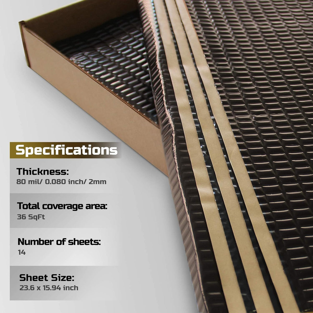 Black 80 mil 36 sqft Car Sound Deadening Mat Q8989