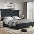 King Size White Velvet Tufted Upholstered Platform Bed U6049