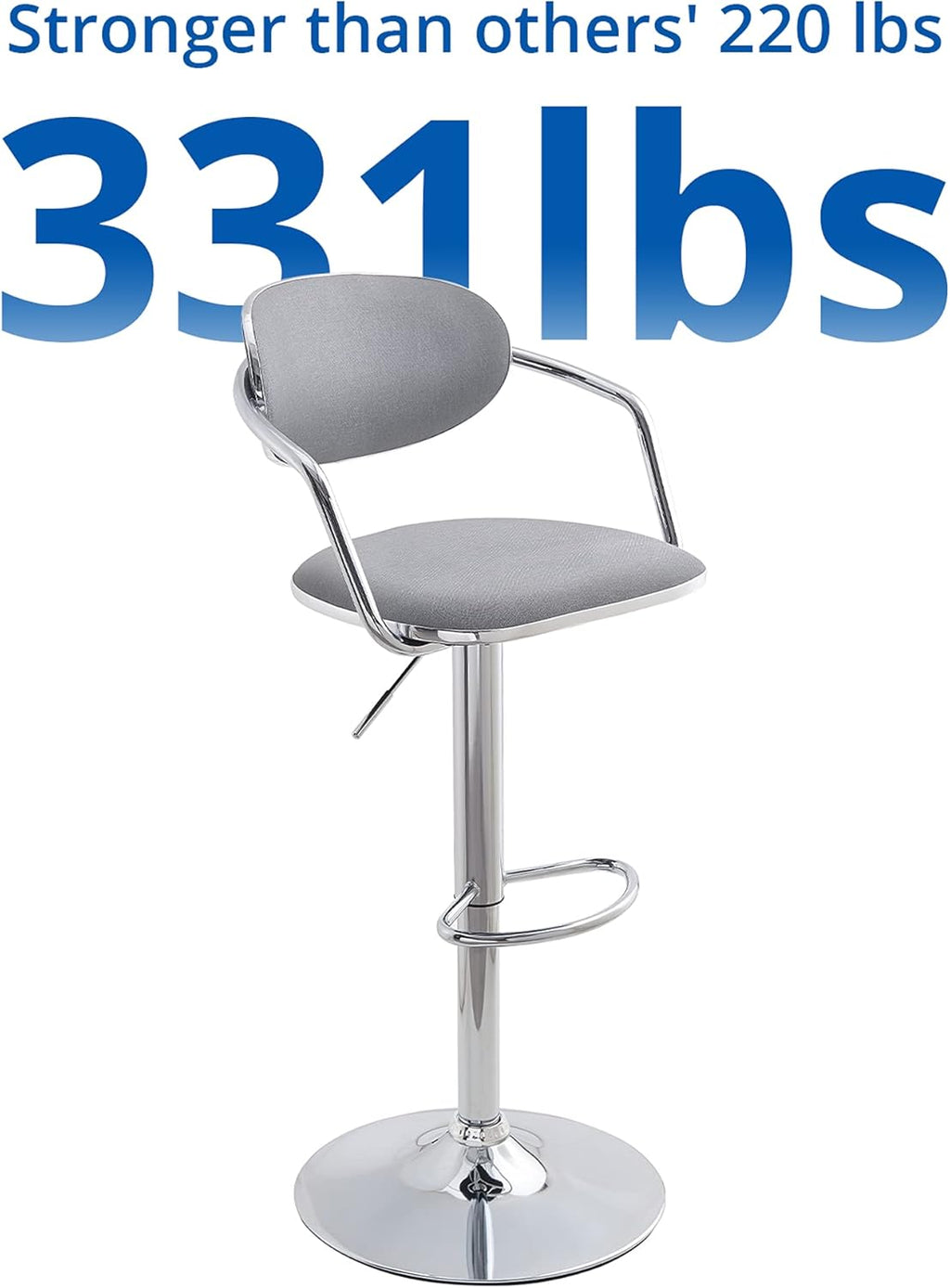 Grey Fabric Metal Swivel Bar Stools Set of 2 Z728