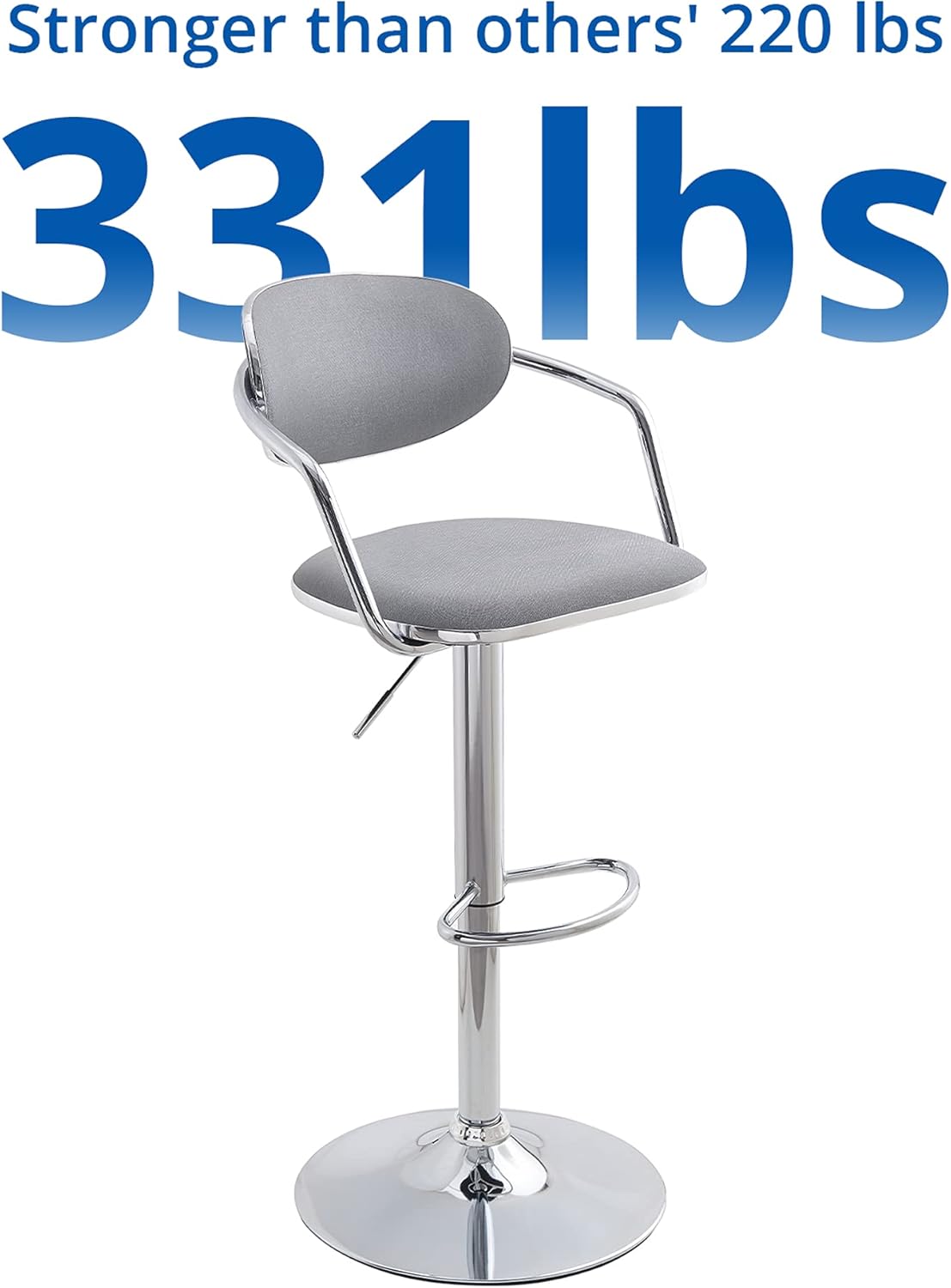 Grey Fabric Metal Swivel Bar Stools Set of 2 Z728