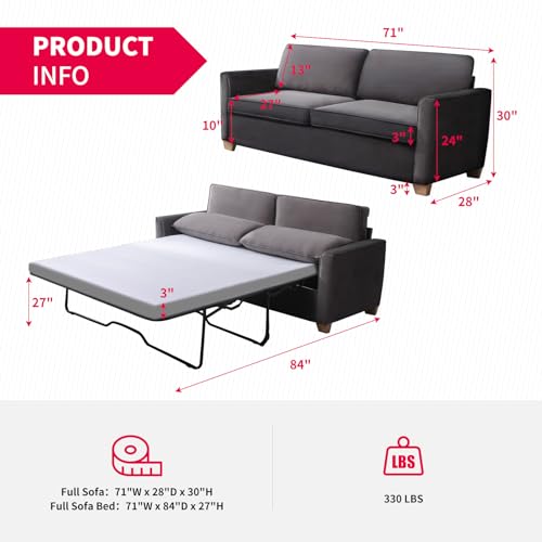 Queen Size Velvet Pull Out Sofa Bed with Foam Mattress O7754