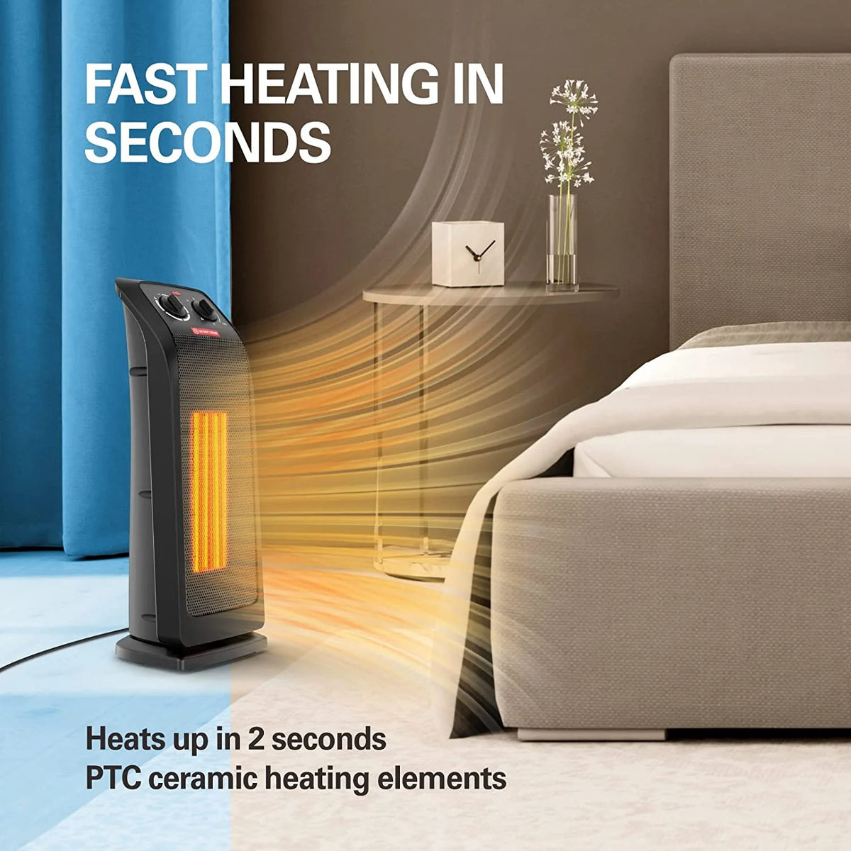 18" 1500W Ceramic Electric Tower Heater Q842