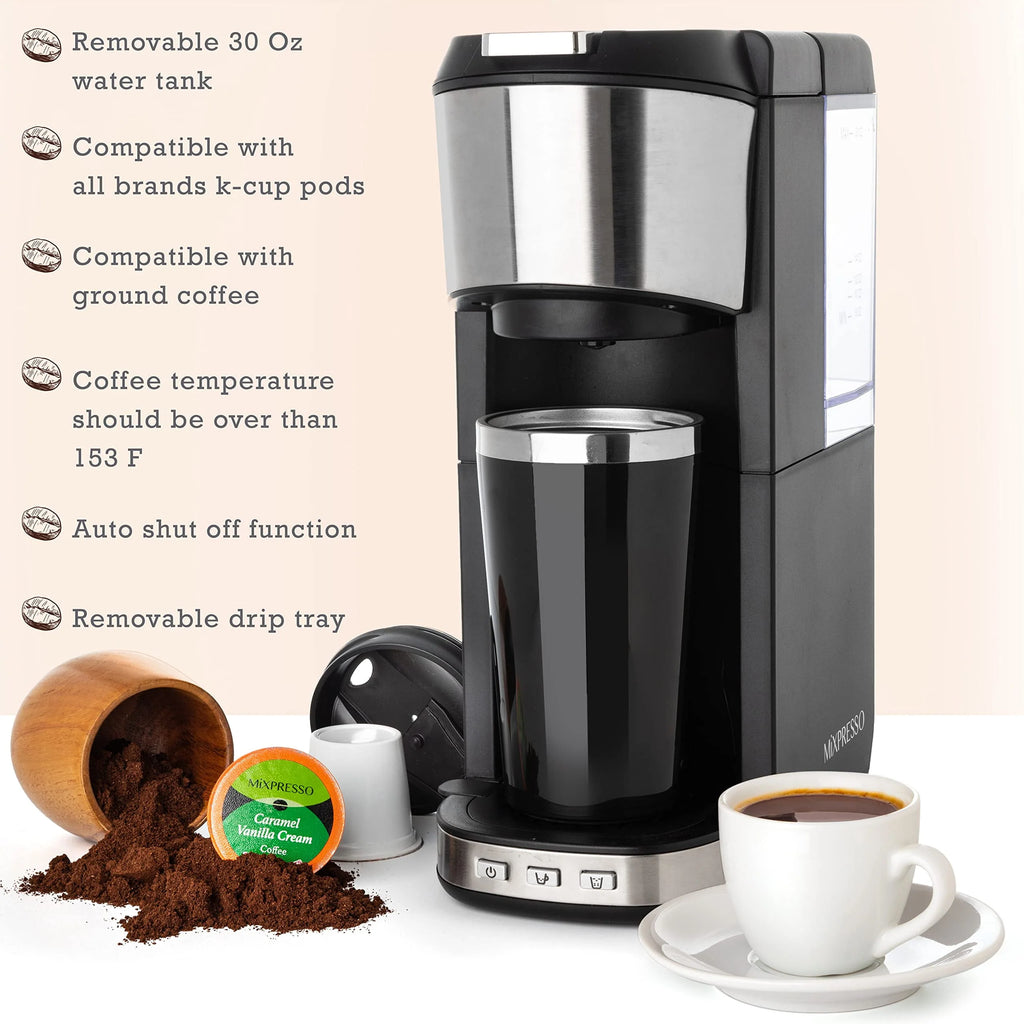 Single Serve Coffee Maker with 14oz Travel Mug J508125