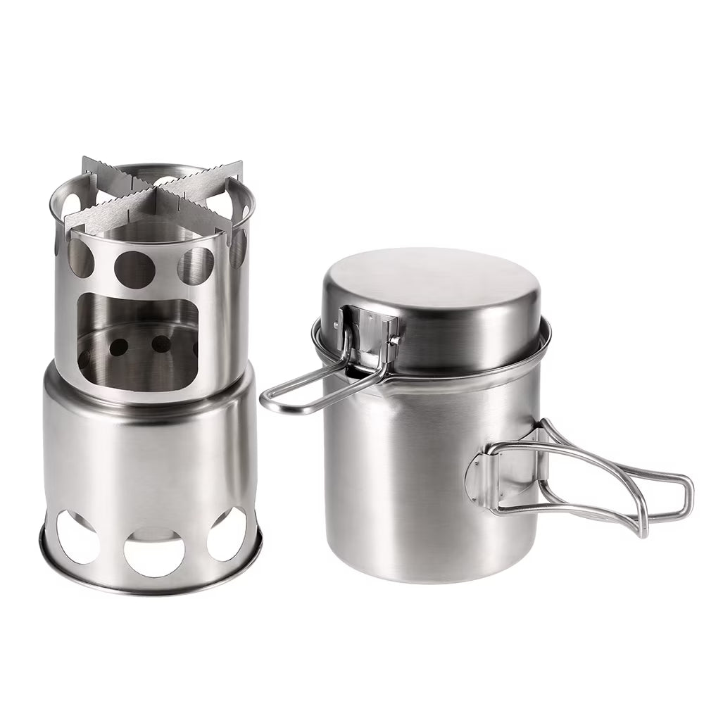 Wood Burning Stove and Cooking Pot Set Q8142