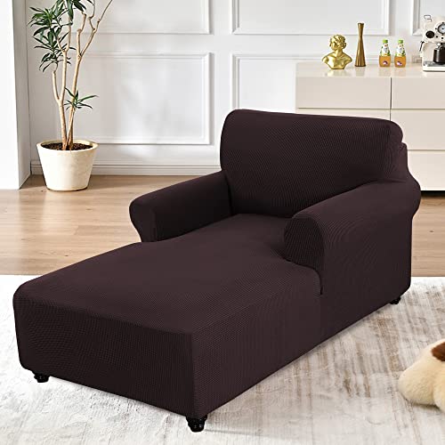 D-Copper Green Stretch Jacquard Chaise Lounge Slipcover F301